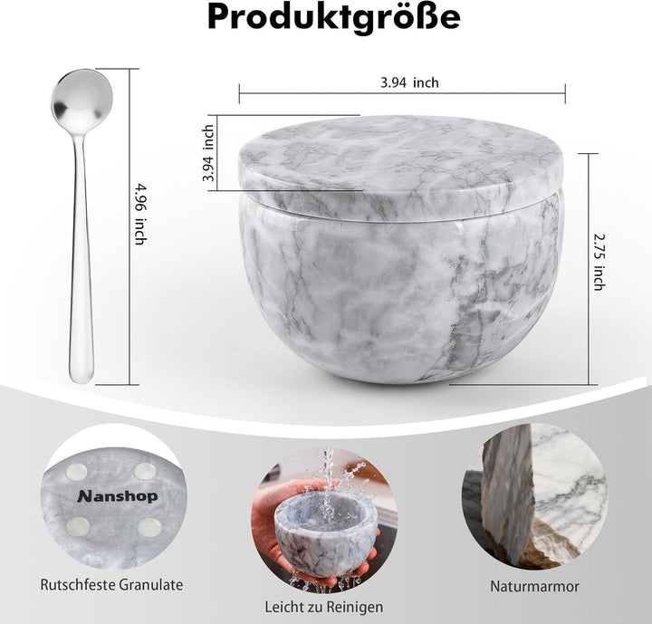 WORHE Marmor-Vorratsdose mit Deckel, Salzstreuer, Kaffeedose, Zuckerstreuer, Honigspender, Geeignet