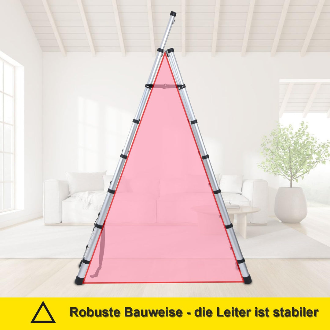 Fiqops 1,4m+1,7m Teleskopleiter aus Aluminium, 4+5 Stufen Klappleiter A-Rahmen Mehrzweckleiter Stehl