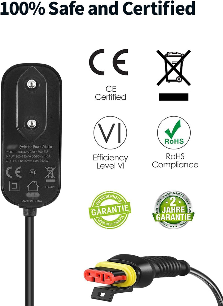 28 V 1,3A Adapter Rasenmäher Netzteil, Kompatibel mit Gardena R50Li, R80Li, R40li, R45Li, R70Li, Sil