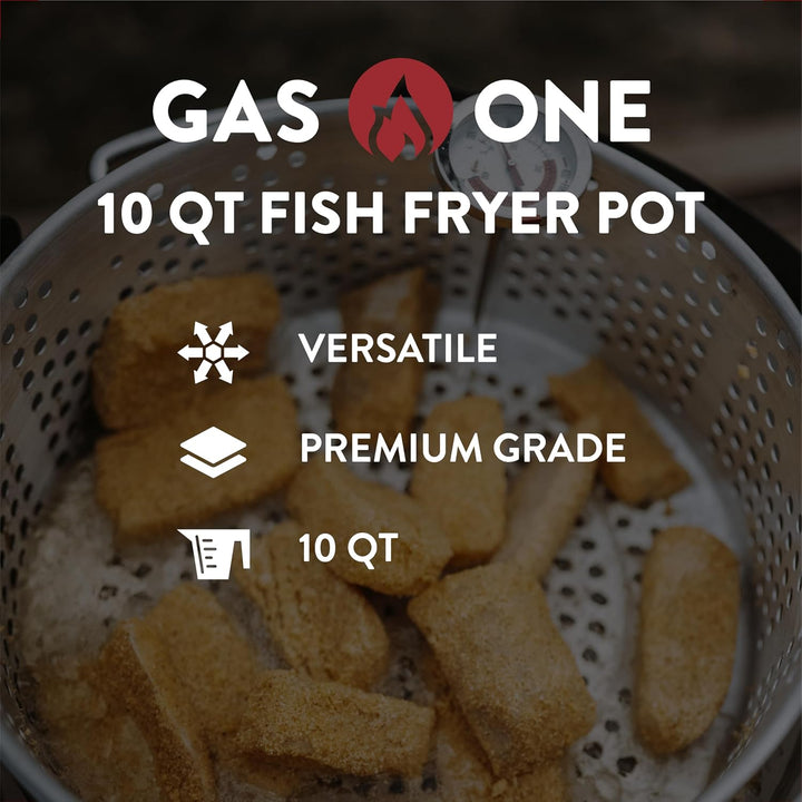 Gas One Aluminium-Fritteuse mit Korb, 10 QT Aluminium-Frittiertopf mit einfachem Griff, langlebige O