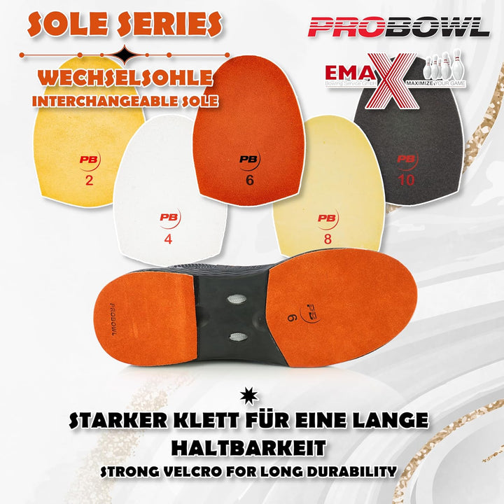 EMAX | Pro Bowl – Wechselsohle | Austauschbare Sohle für Bowlingschuhe | Für Glatte und Stumpfe Anlä