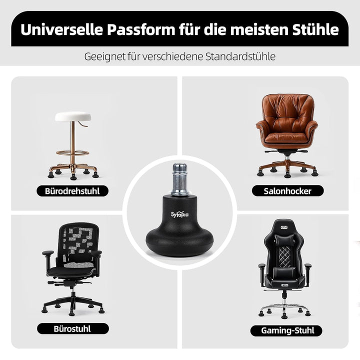 Sytopia 5 Stück Bodengleiter 2 Zoll, Höhe 6,5cm, mit Filzpads, Ersatz für Bürostuhl Rollen, Stuhlgle