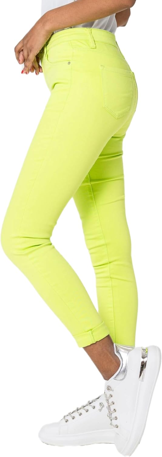 Nina Carter P056 Damen Jeanshosen Skinny Fit Jeans High Waist S Lime (P109-52), S Lime (P109-52)