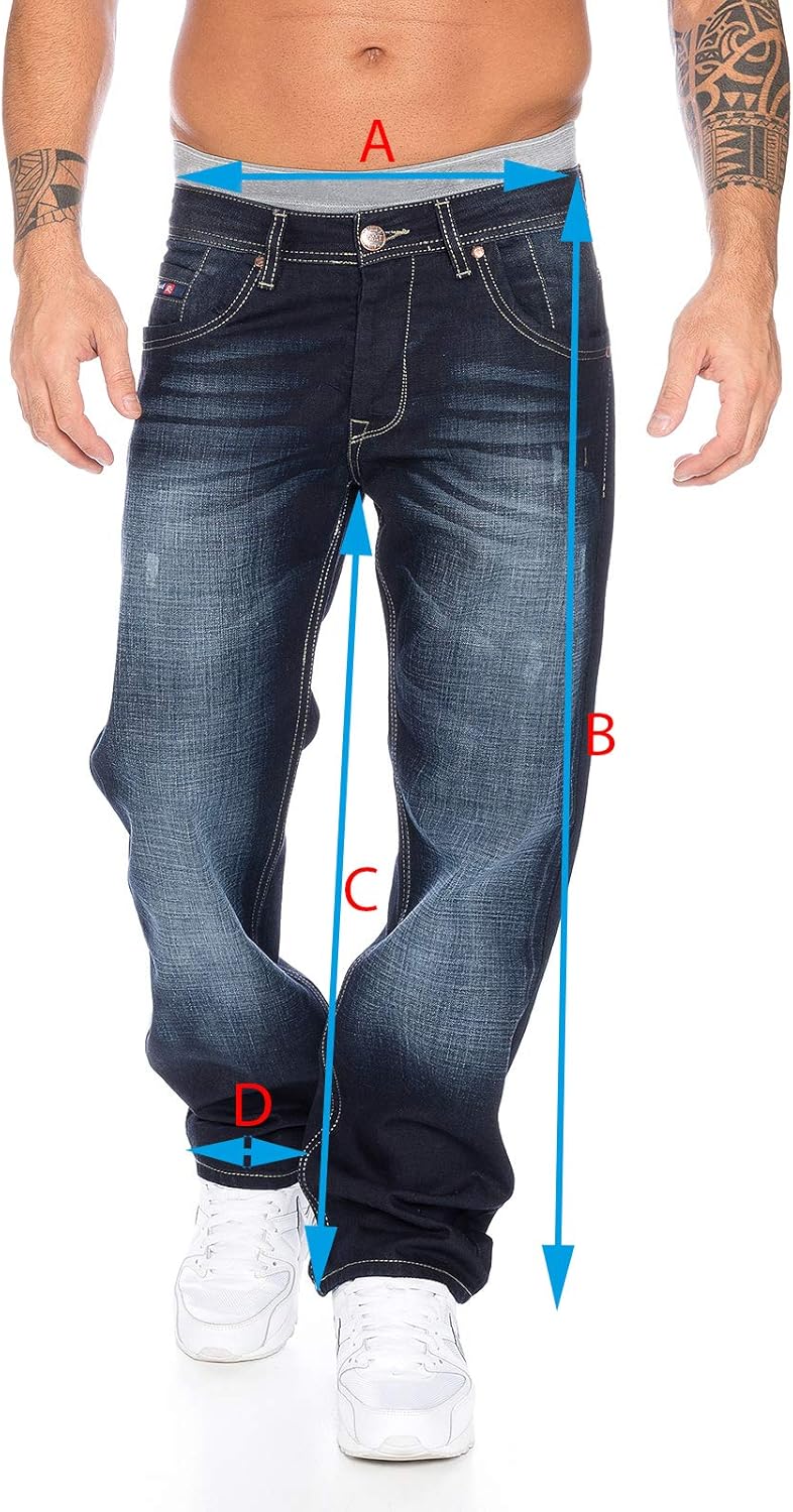 Rock Creek Herren Jeans Hose Denim Blau Straight-Cut Gerades Bein RC-2091 29W / 30L Blau, 29W / 30L