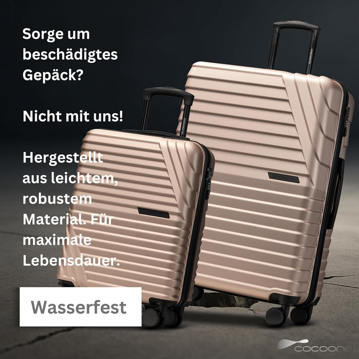 Cocoono Koffer Set 2 Teilig 77cm & Handgepäck Koffer 55x40x20cm in einem Set, Sehr robuste Reisekoff