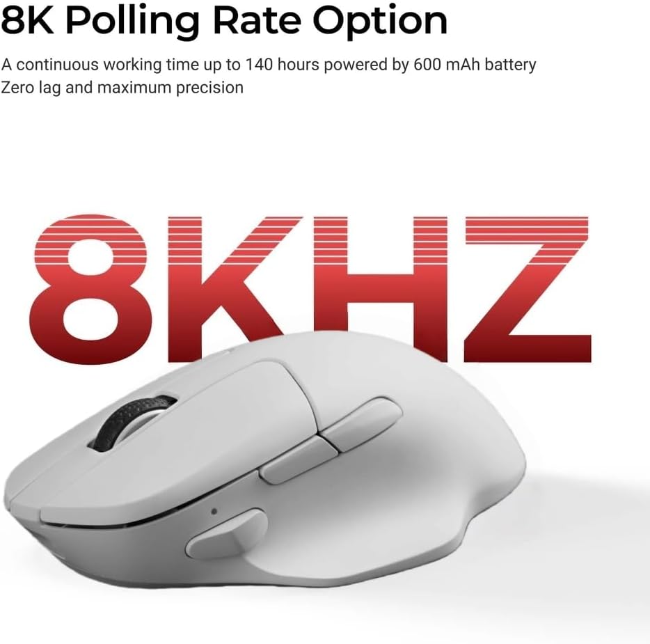 Keychron M7 8K Kabellose Gaming Maus – PixArt 3950 Sensor, 30000 DPI, 2.4G/Bluetooth/USB-C, 63g Ultr