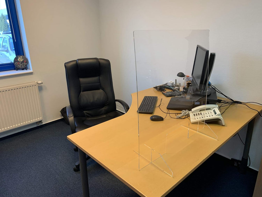 Spuckschutz aus Plexiglas mit 4mm, 70x70cm Virenschutz Hustenschutz Niesschutz, Thekenaufsatz Tischa