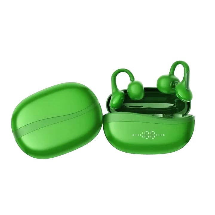Open-Ear-Kopfhörer Kabellos Bluetooth 6.0–Clip-On-Ohrhörer, Herzfrequenzüberwachung, Grün