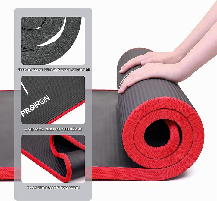 PROIRON Gymnastikmatte, Turnmatte für Zuhause mit Tragegurt Trainingsmatte Rutschfest, Yoga Matte Di