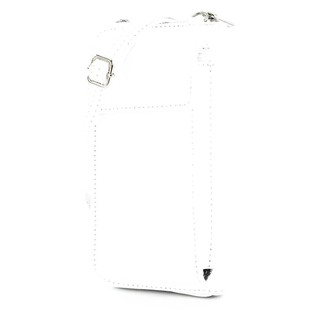modamoda de - P06 - ital. Damen Umhängetasche Geldbörse Handytasche Leder Weiss, Weiss