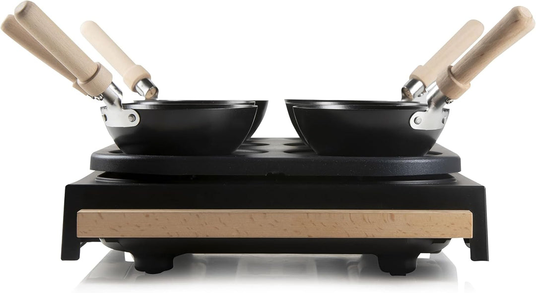 DOMO DO8719W Gourmet-Set Wok-Set/Pancake- Holzdesign - 6 Personen Wooden finish, Wooden finish