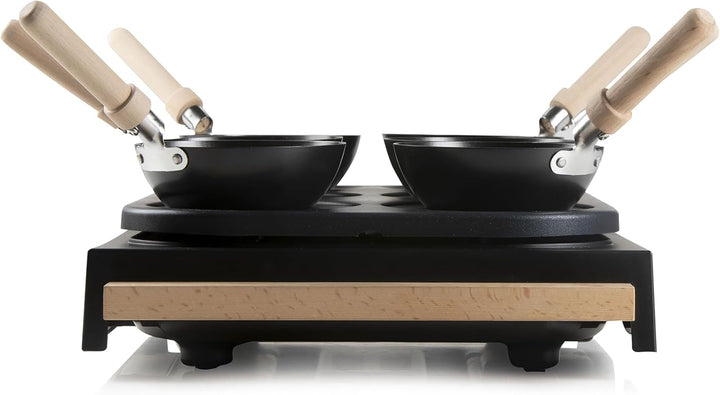 DOMO DO8719W Gourmet-Set Wok-Set/Pancake- Holzdesign - 6 Personen Wooden finish, Wooden finish