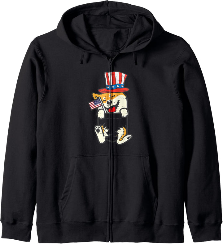 Shiba Inu Doge Akita American USA 4th Of July Fourth Dog Kapuzenjacke