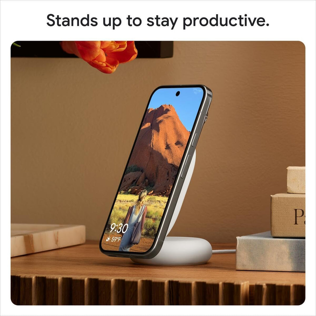 Google Pixelsnap-Ladegerät mit Standhalterung – Kabelloses 25-W-Qi2-Ladegerät und Standhalterung (Ma