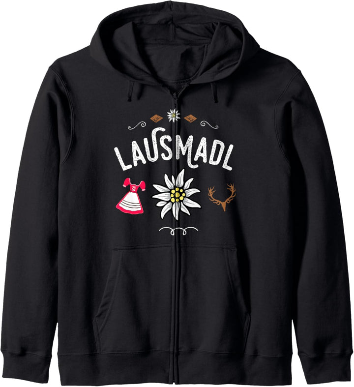 Lausmadl T-Shirt Kinder Dirndl Shirt Trachtenshirt Damen Kapuzenjacke