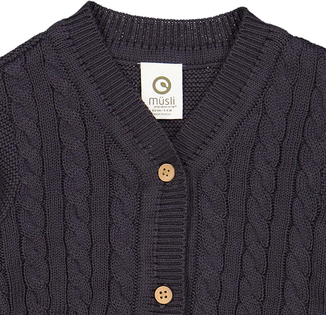 müsli Baby-Jungen Knit Cable Cardigan Sweater 68 Mystery Blue, 68 Mystery Blue