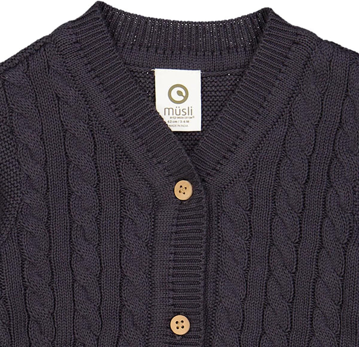 müsli Baby-Jungen Knit Cable Cardigan Sweater 74 Mystery Blue, 74 Mystery Blue