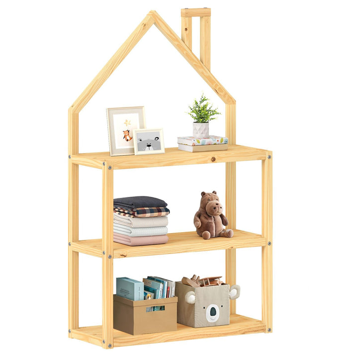IDIMEX Kinderzimmer Regal LENISE in Hausform Natur - Kinderregal, Bücherregal, Massive Kiefer, 3 Abl