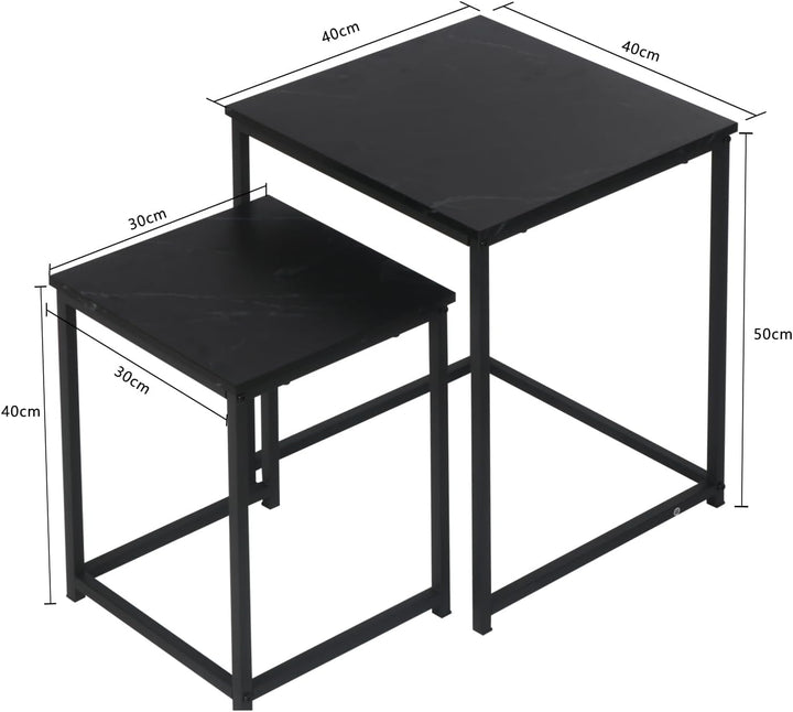 BIGTREE Beistelltisch, Couchtisch 2er Set, Moderner Sofatisch, Wohnzimmertisch aus Holz, Satztisch m