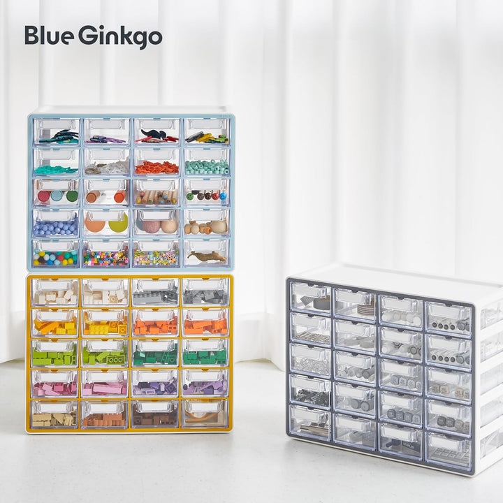 BLUE GINKGO Kleiner Aufbewahrungsschrank mit 20 Schubladen – stapelbare Perlen- und Bastelaufbewahru