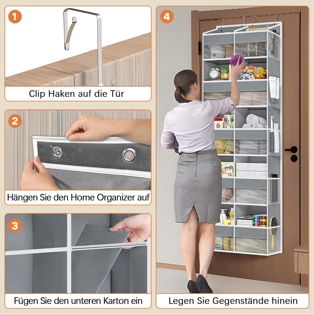 Hängeorganizer Tür mit 10 Fächern, Hängeregal für Windeln, Kuscheltier Aufbewahrung im Kinderzimmer,
