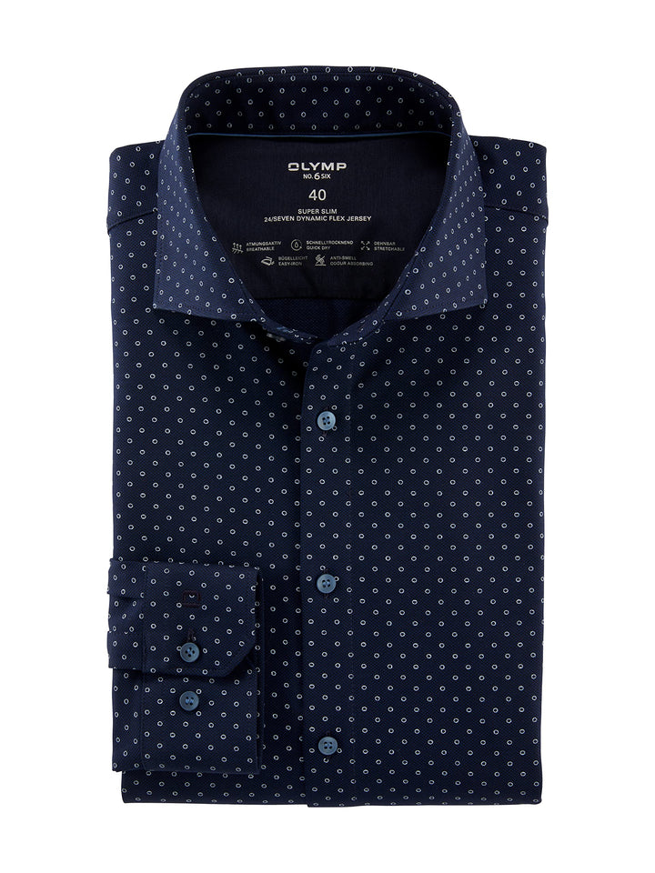 OLYMP Herren Businesshemd Langarm No. Six 24/Seven,super Slim,Kent-Kragen 36 Marine 18, 36 Marine 18
