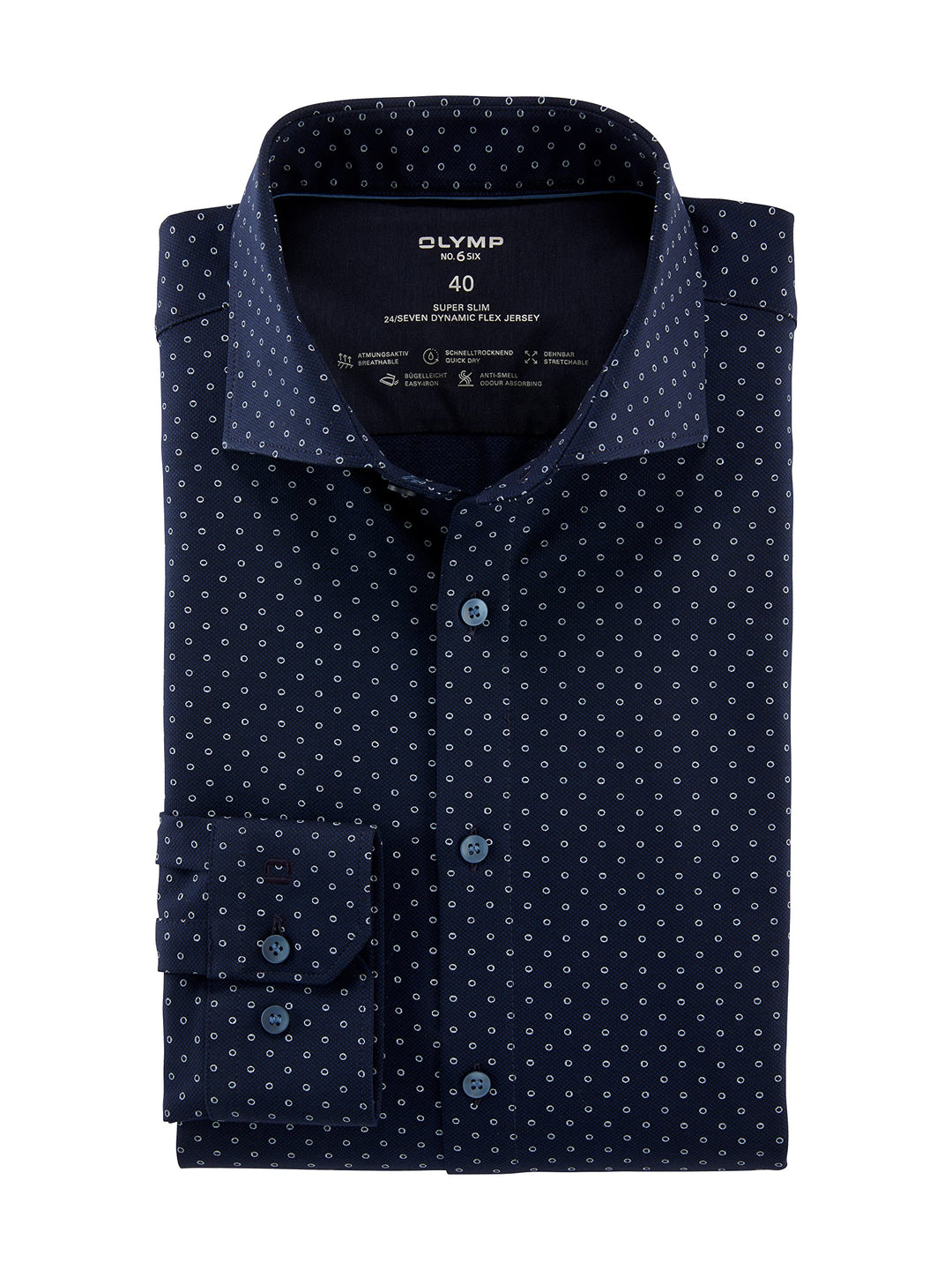 OLYMP Herren Businesshemd Langarm No. Six 24/Seven,super Slim,Kent-Kragen 37 Marine 18, 37 Marine 18