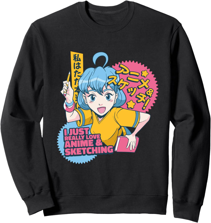 Anime and Sketching, Mädchen Japanische Kunst Manga Sweatshirt