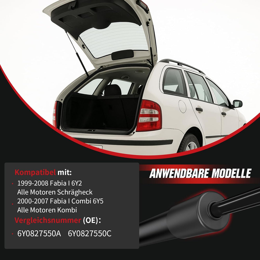 Gasfeder Heckklappe kompatibel mit Skoda Fabia I 6Y2 Schrägheck (1999–2008) & 6Y5 Kombi (2000–2007),