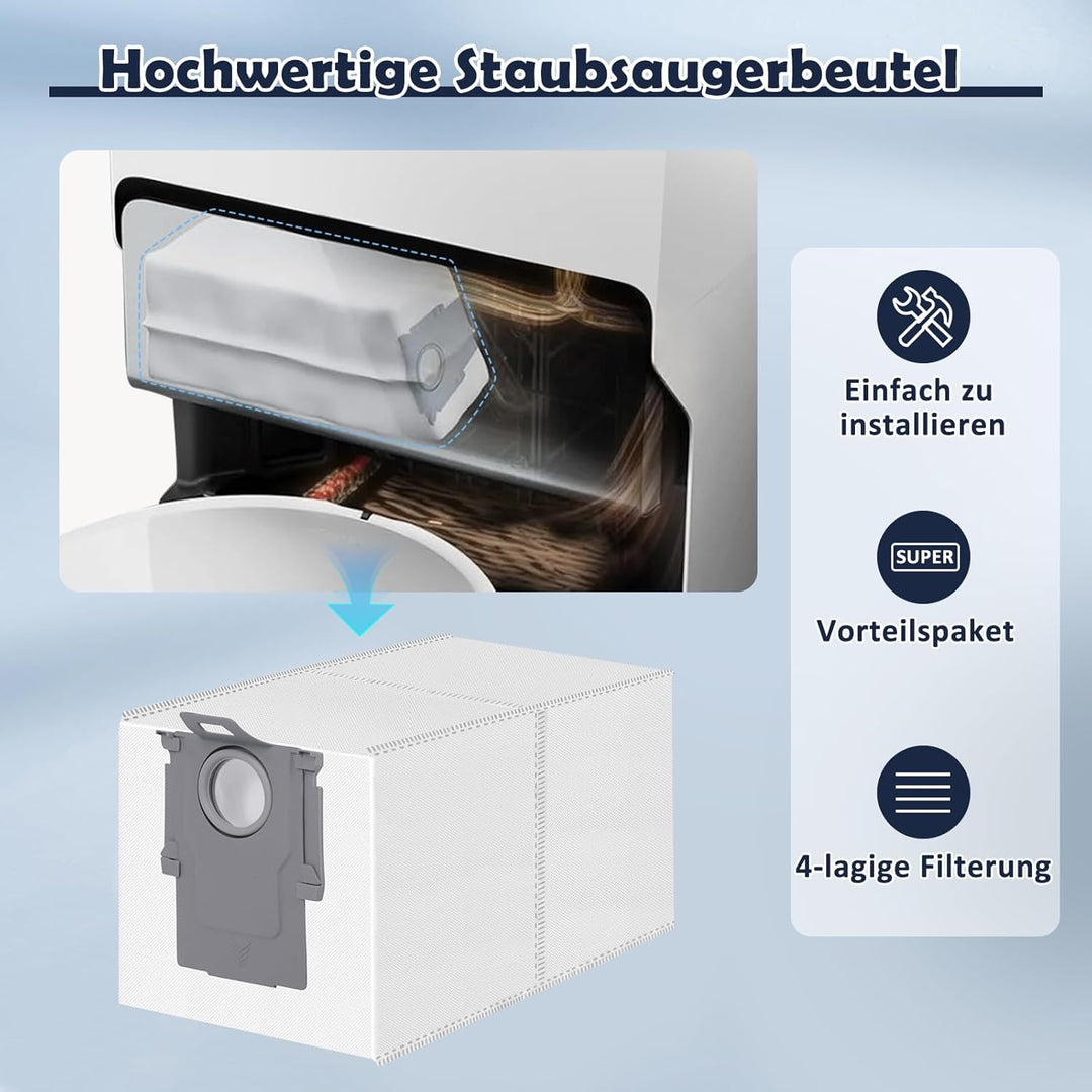 12 Stück Staubbeutel für Roborock Qrevo/Qrevo S/Qrevo Pro/Qrevo Master/Qrevo Edge/Qrevo Curv/Qrevo S