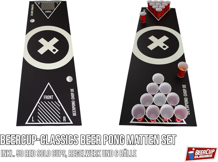 Beercup Bierpong Matte, Beer Pong Set für Erwachsene Partyspiele, Beerpong Tisch-Matte, Tischmatte f