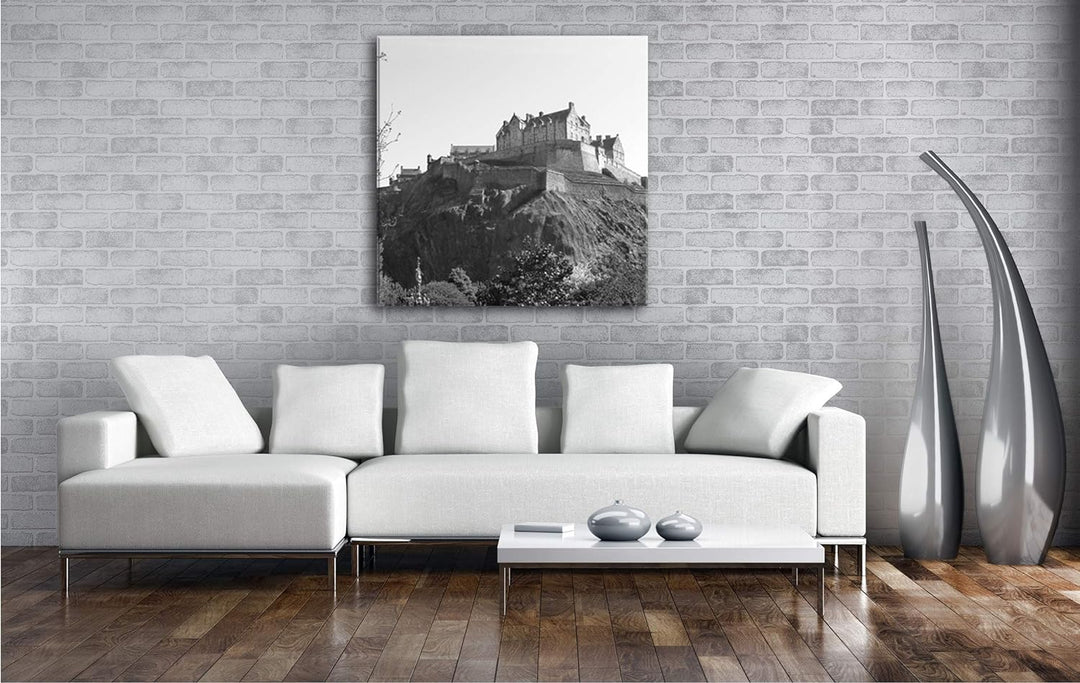 deyoli Burg in Edinburgh Schottland Format: 60x60 Effekt: Schwarz&Weiss als Leinwandbild, Motiv auf