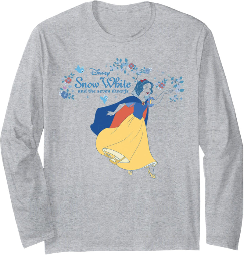 Disney Snow White And The Seven Dwarfs Floral Title Poster Langarmshirt