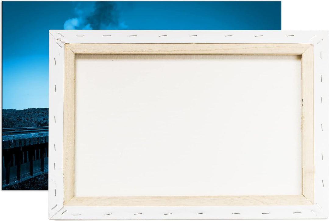 deyoli Atemberaubend altmodische Lokomotive Format: 100x70 Effekt: Monocrome Blau als Leinwandbild,