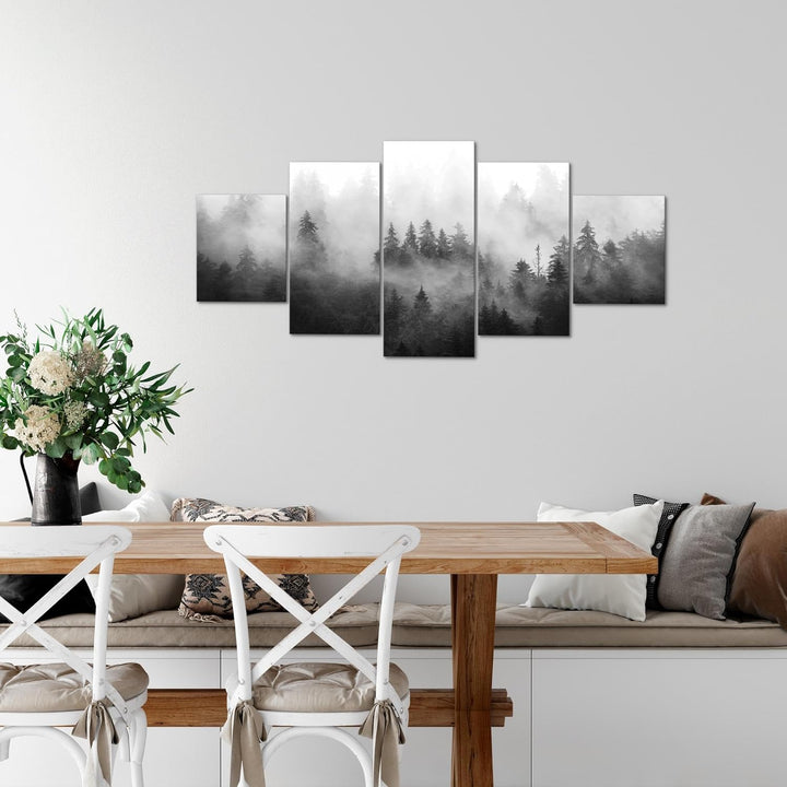 Runa Art Wandbilder Wald Natur 5 Teilig Bild auf Vlies Leinwand Deko Wohnzimmer Schlafzimmer Landsch