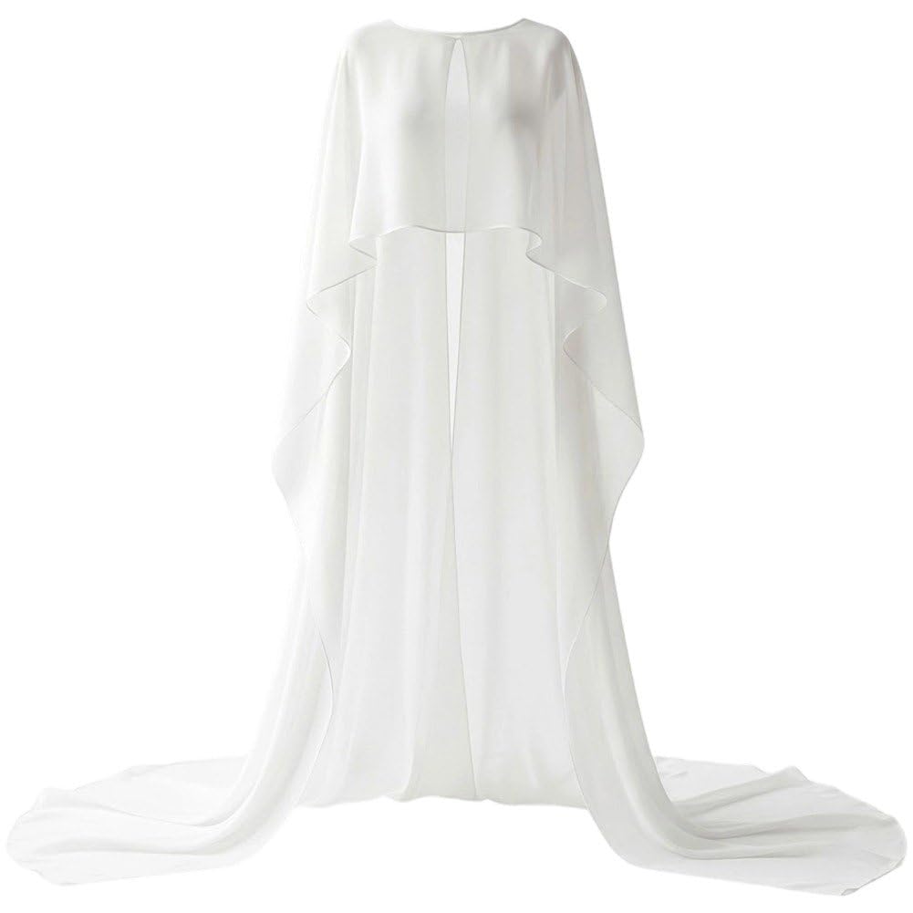 Chiffon-Cape-Poncho Für Damen, Transparenter Langer Schal, Asymmetrischer Schnitt, Capelet Für Braut
