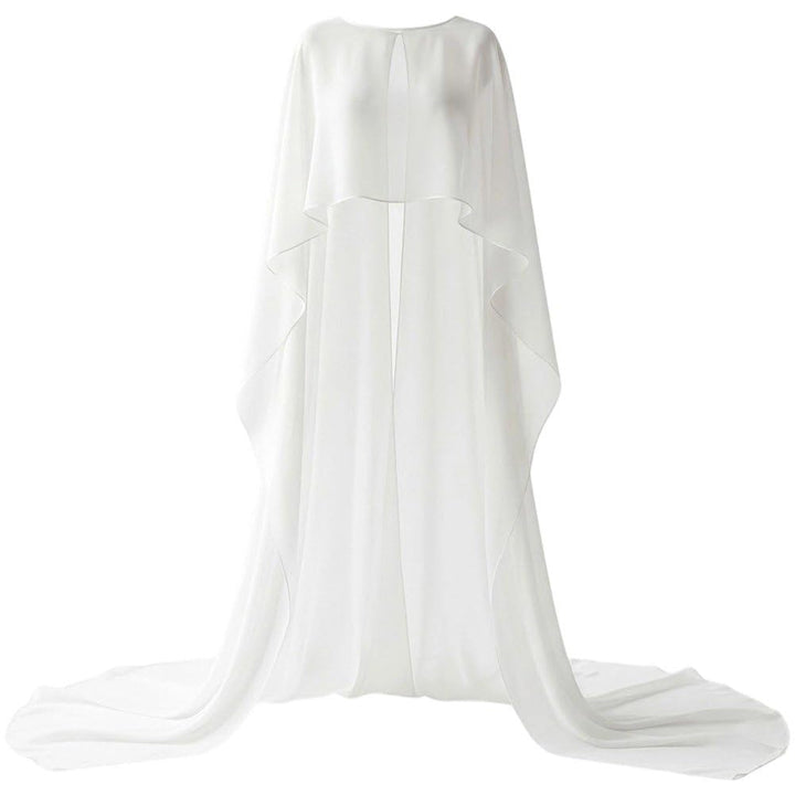 Chiffon-Cape-Poncho Für Damen, Transparenter Langer Schal, Asymmetrischer Schnitt, Capelet Für Braut