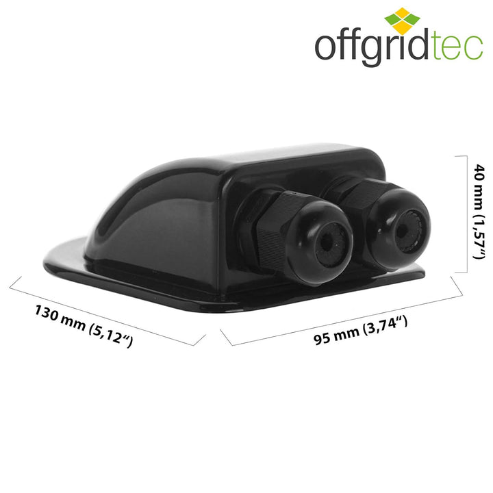 Offgridtec© Dachdurchführung 2-Fach Schwarz für Kabelaussendurchmesser 3-12mm für Wohnmobil Caravan