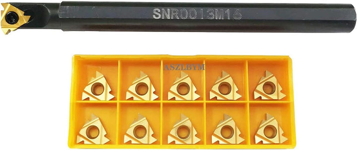 ASZLBYM SNR0013M16 CNC Drehmaschine Innengewinde Drehhalter + 10 Stück 16IR AG60 Hartmetall indexier