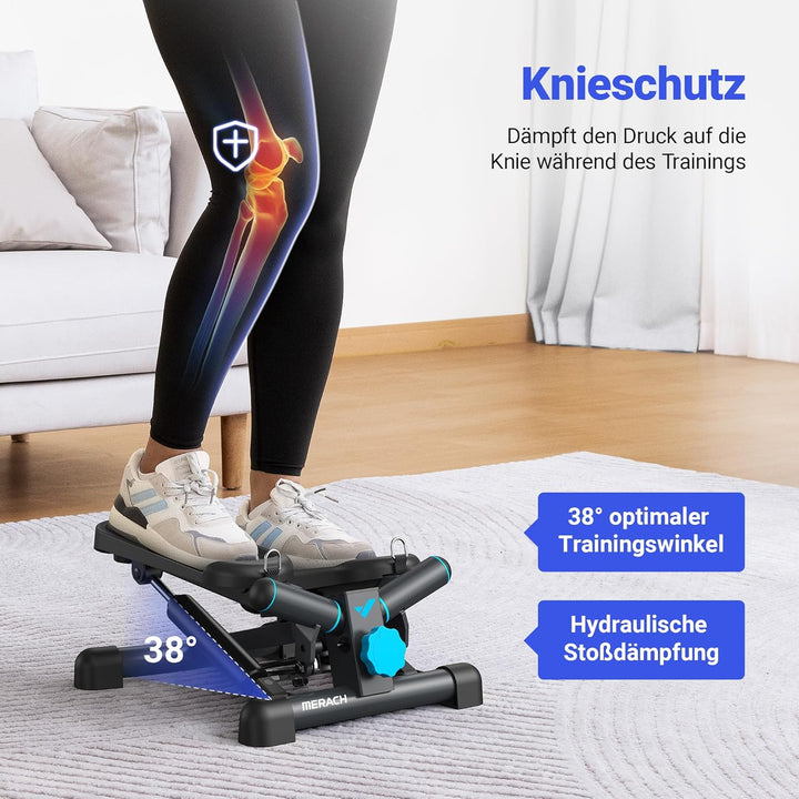 MERACH 2-in-1 Stepper für Zuhause, Leise Mini Stepper 150kg mit LCD-Monitor, Up-Down Swing Stepper m