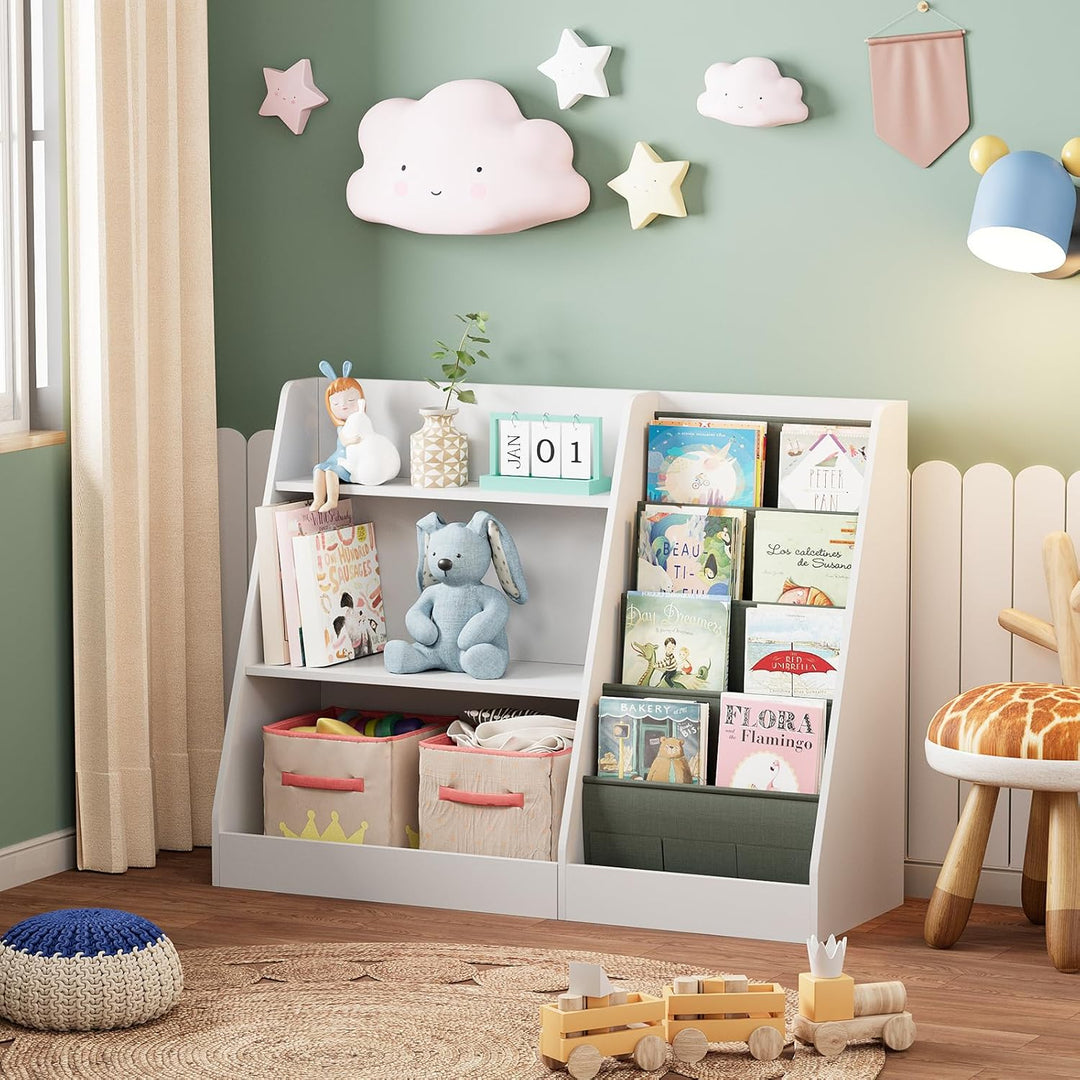 Kinderregal, Bücherregal für Kinder, Kinderzimmerregal, Bücherregal Aufbewahrungsregal mit 4 Ablage