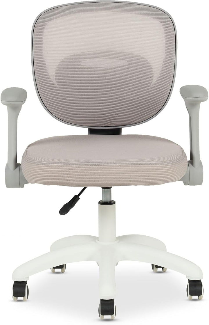 IDIMEX Kinderdrehstuhl Amelia höhenverstellbar mit Armlehnen in grau & beige - Ergonomischer Kinder-
