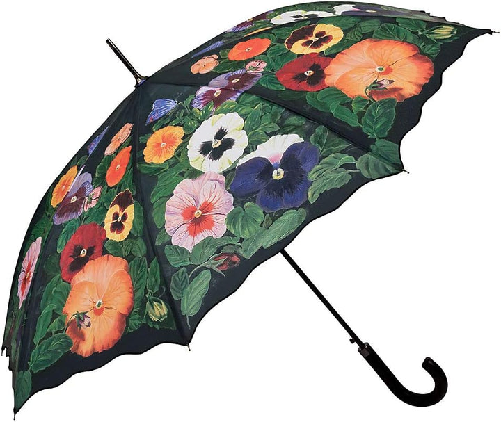 VON LILIENFELD Regenschirm Stiefmütterchen Auf-Automatik Damen Stockschirm Stabil Blumen