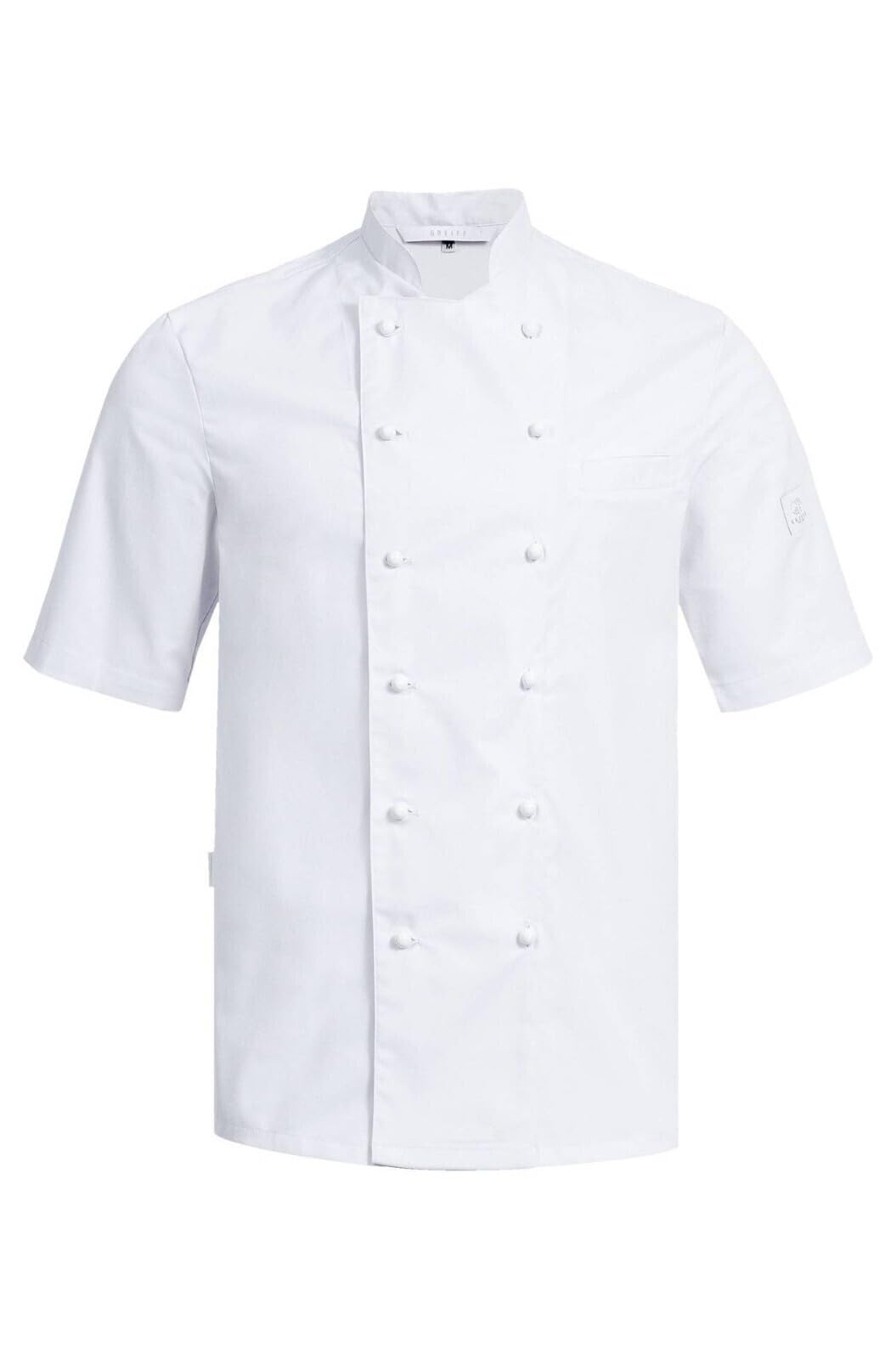 Greiff Gastro Moda Cuisine Herren Premium-Kochjacke Kurzarm Regular-Fit XS Weiss, XS Weiß