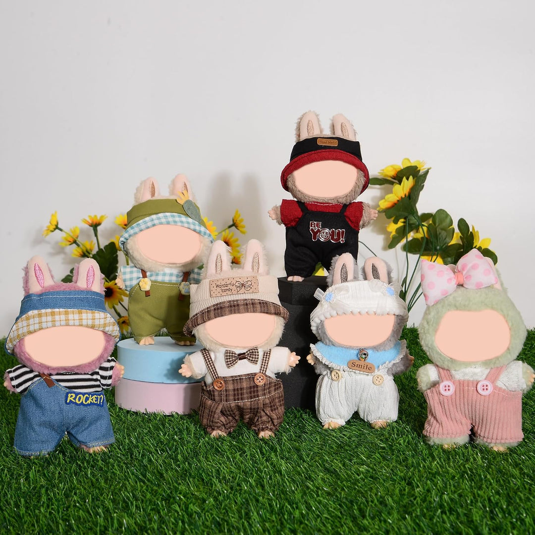 Insgesamt 6 Sets Puppenkleidung Outfits Zubehör für 17cm Puppen Inklusive: 5 Hut, 1 Haarpinne, 6 Top