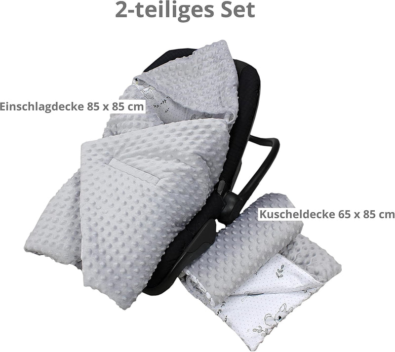 TupTam 2er Set Baby Decken Einschlagdecke 85x85 cm für Autositz Babyschale Babydecke Wiegendecke Min