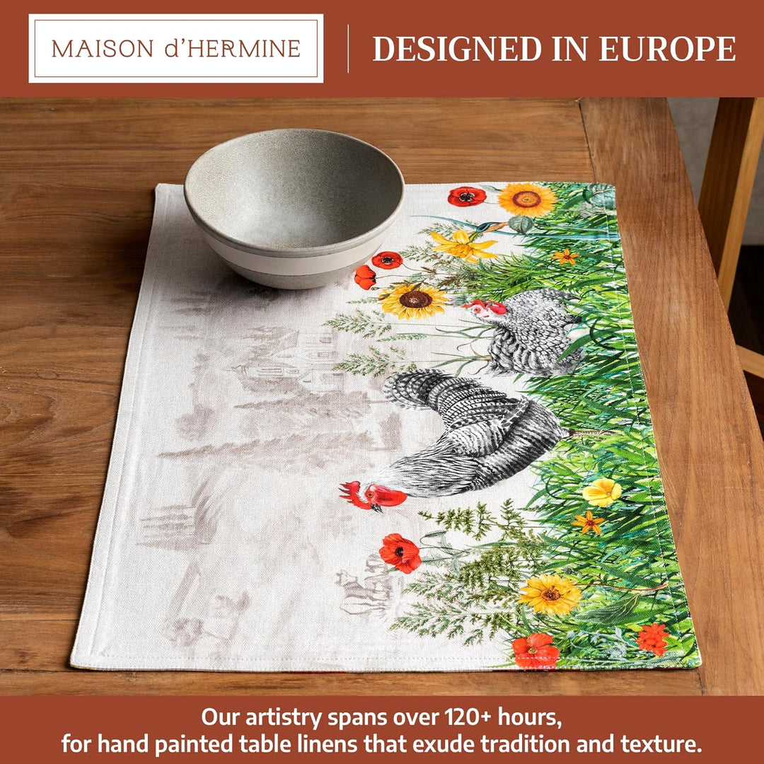 Maison d'Hermine Tischsets, 100% Baumwolle, 4er-Set, 33 cm x 48 cm, dekorative, waschbare Tischsets,
