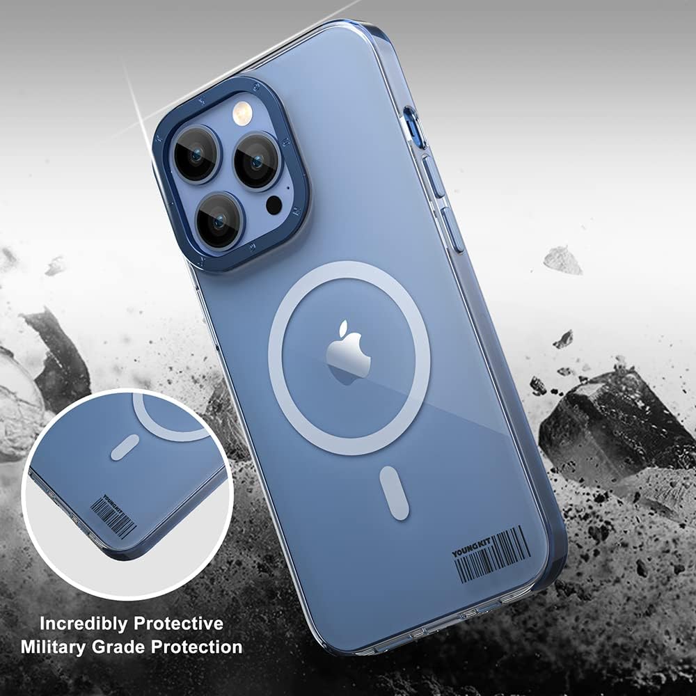 YOUNGKIT für iPhone 14 Pro Hülle, Stossfeste Kratzfeste Schutzhülle Slim Klar Case Chargement magnét