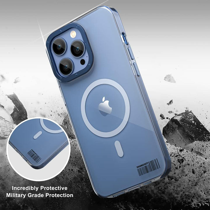 YOUNGKIT für iPhone 14 Pro Hülle, Stossfeste Kratzfeste Schutzhülle Slim Klar Case Chargement magnét