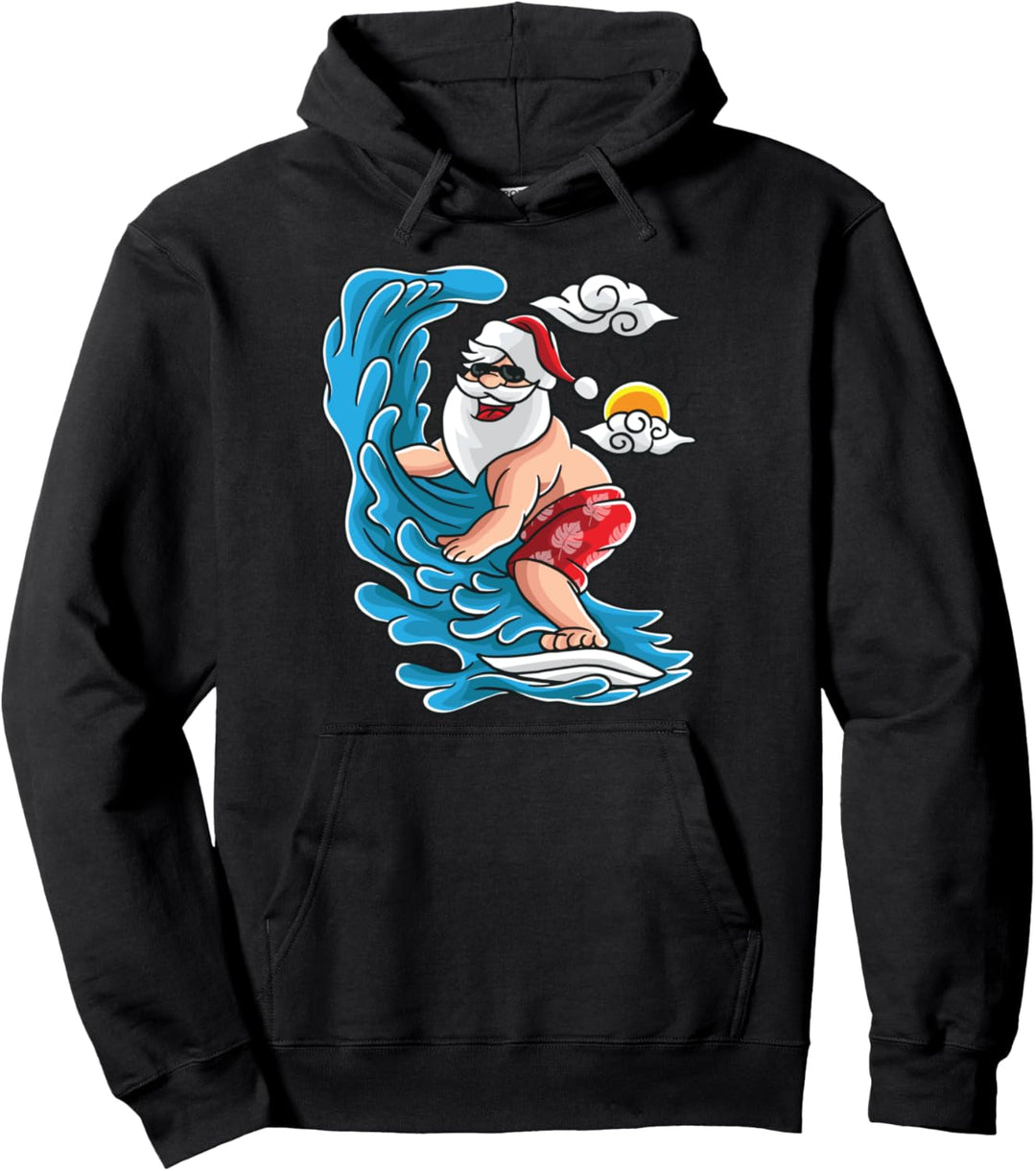 Mele Kalikimaka Santa Claus Hawaii Weihnachten Surfer Strand Pullover Hoodie